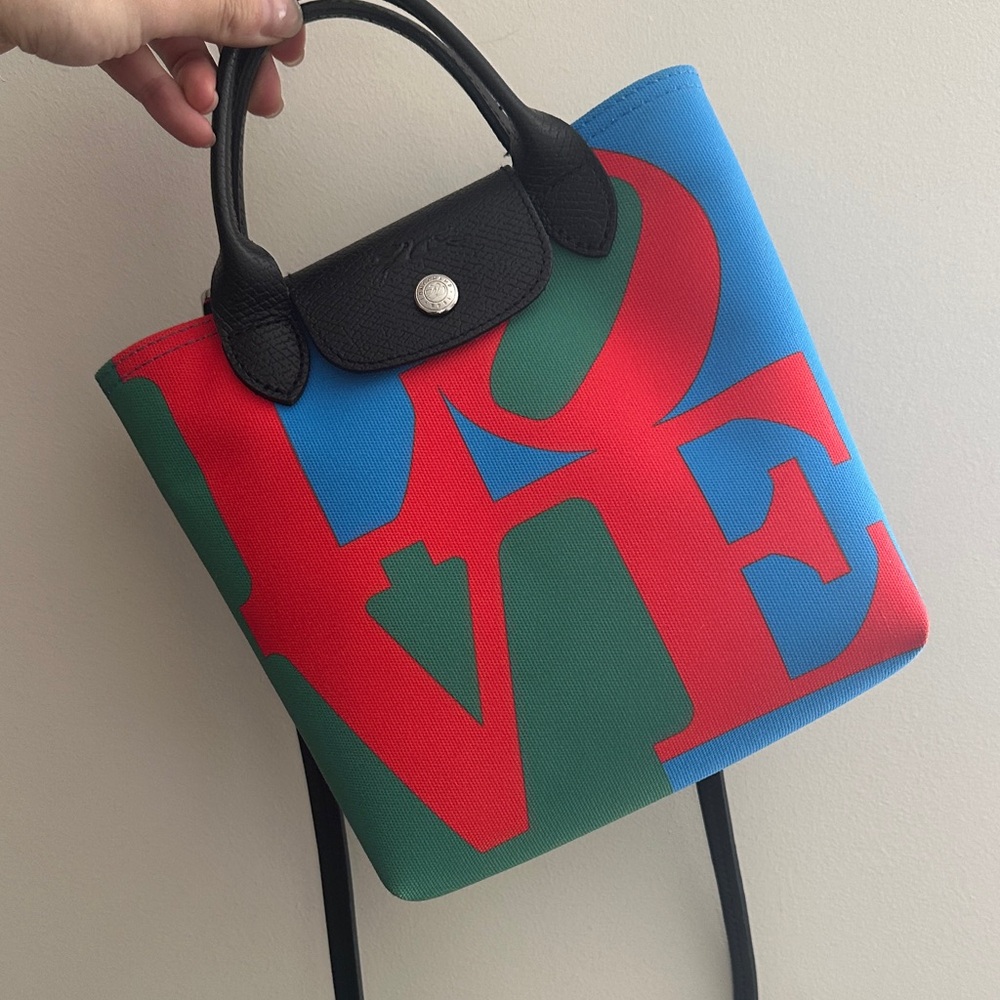 Longchamp x Robert Indianan XS Blue and Red Crossbody Bag